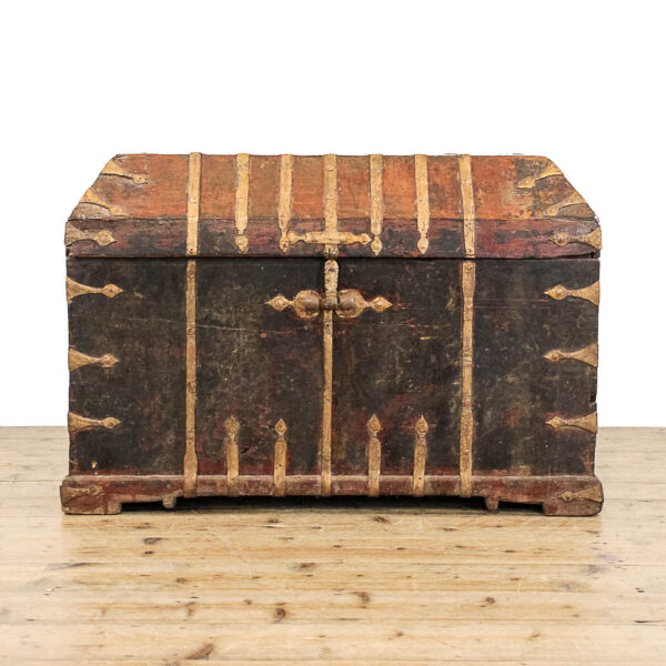 M-5955 Antique 19th century Iron Bound Trunk penderyn antiques (2)