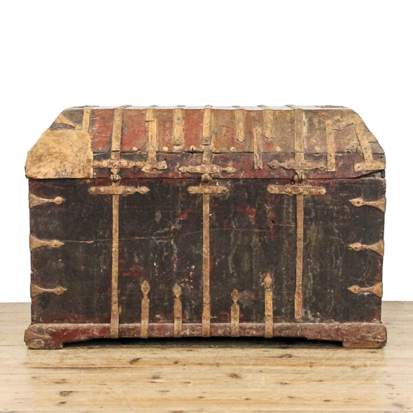 M-5955 Antique 19th century Iron Bound Trunk penderyn antiques (4)