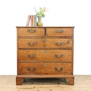 M-6017 Antique Georgian Mahogany and Oak Chest of Drawers penderyn antiques (1)