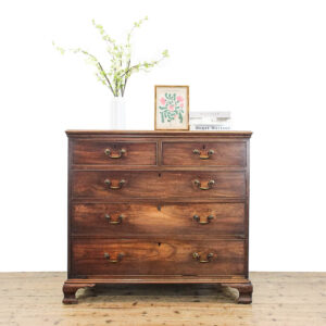 M-6019 Antique Georgian Mahogany and Oak Chest of Drawers penderyn antiques (1)