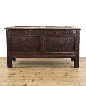 M-6021 Antique Carved Oak Coffer penderyn antiques (1)