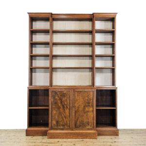 M-5900 20th Century Georgian Style Mahogany Breakfront Bookcase penderyjn antiqued (1)