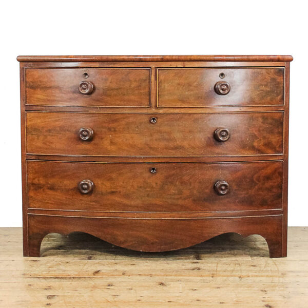M-5965 Antique Victorian Mahogany Bow Front Chest of Drawers penderyn antiques (1)