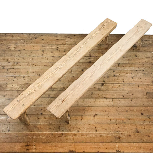 M-6042 Pair of Long Pine School Benches penderyn antiques (1)