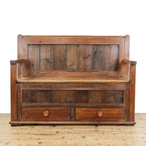 M-6045 Rustic Pine Settle with Drawers penderyn antiques (1)