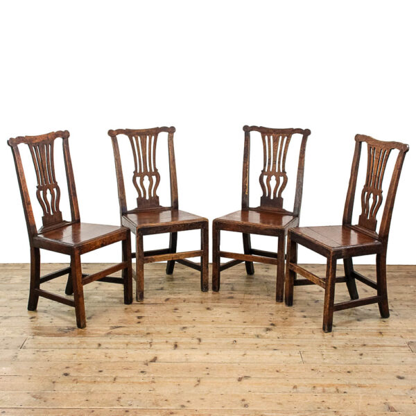 M-6049 Four Antique George III Oak Dining Chairs penderyn antiques (1)