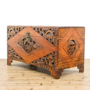 M-6128 Antique 20th Century Carved Camphor Wood Trunk penderyn antiques (1)