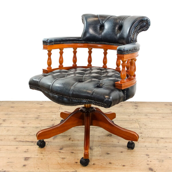 M-6145 Vintage Swivel Leather Office Armchair penderyn antiques (1)