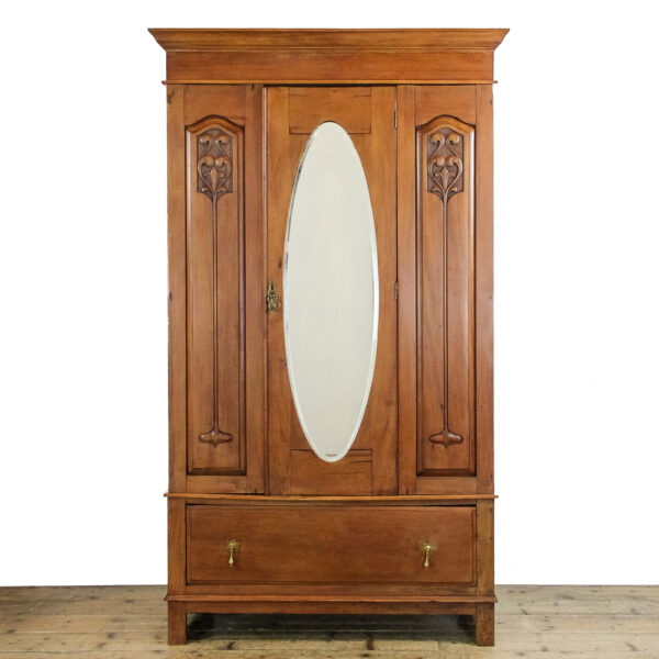 M-6148 Antique Edwardian Art Nouveau Mirror Wardrobe penderyn antiques (11)