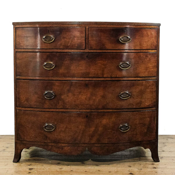 M-6099 Antique George III Mahogany Bow Front Chest of Drawers penderyn antiques 1