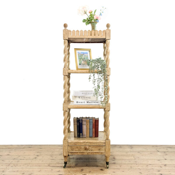 M-6078 Antique Victorian Oak Etagere Bookcase penderyn antiques (1)