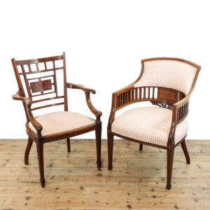 M-6127 Antique Edwardian Inlaid Mahogany Armchairs penderyn antiques (1)