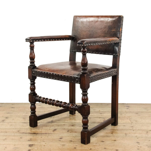 M-6165 Antique Leather Upholstered Elbow Chair penderyn antiques (1)