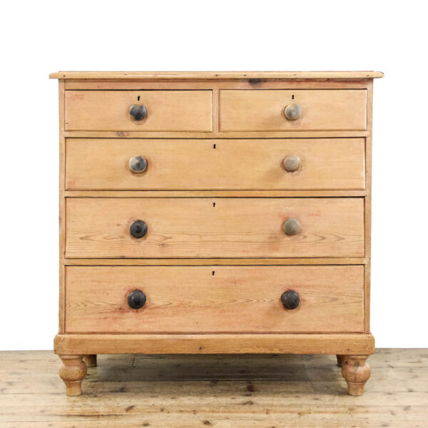 M-6076 Antique Victorian Stripped Pine Chest of Drawers penderyn antiques (2)