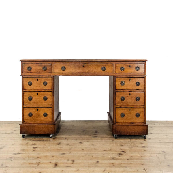 M-6242 Antique Victorian Oak Pedestal Desk penderyn antiques (1)