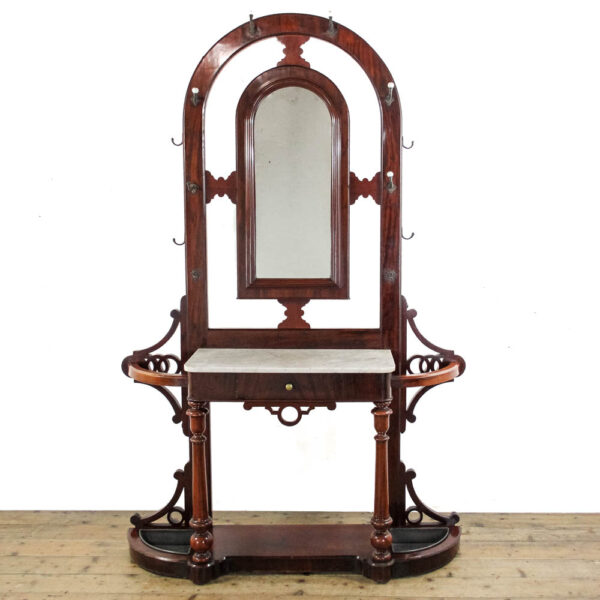 M-6243 Antique Victorian Mahogany Hall Stand with Marble Shelf penderyn antiques (1)