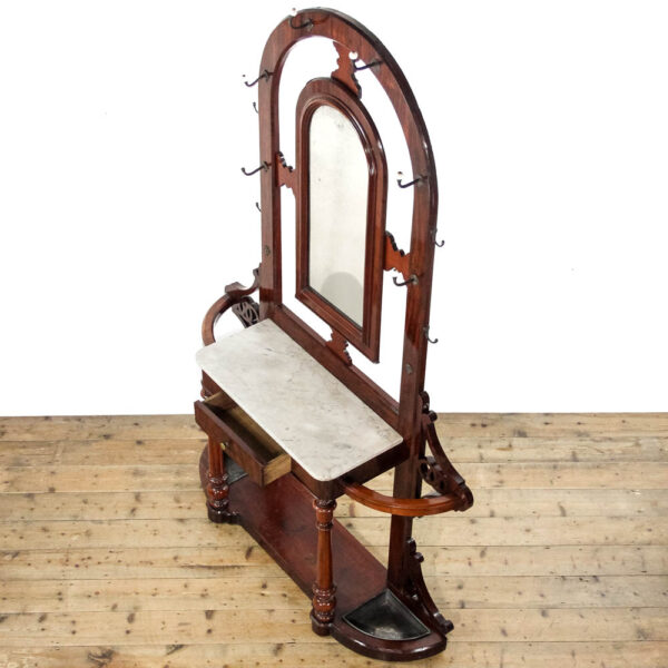 M-6243 Antique Victorian Mahogany Hall Stand with Marble Shelf penderyn antiques 5