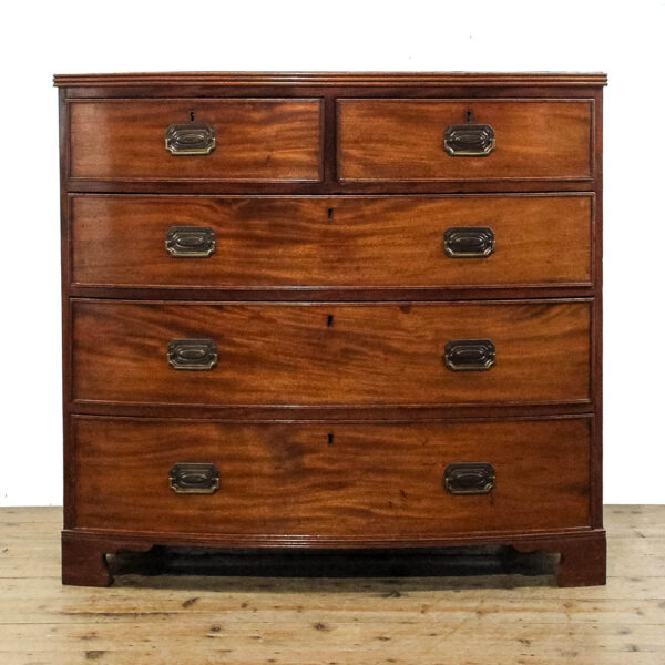 M-6249 Antique 19th Century Bow Front Mahogany Chest of Drawers penderyn antiques (1)