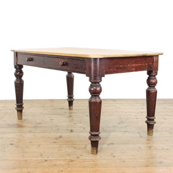 M-6321 Antique Victorian Pine Farmhouse Kitchen Table penderyn antiques (1)