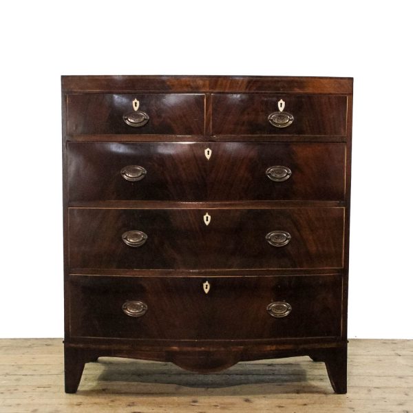 M-6326 Antique Regency Mahogany Bow Front Chest of Drawers penderyn antiques 1