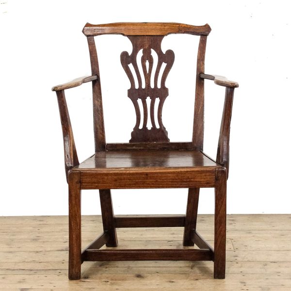 M-6327 Antique Georgian Elm Elbow Chair pedneryn antiques (1)