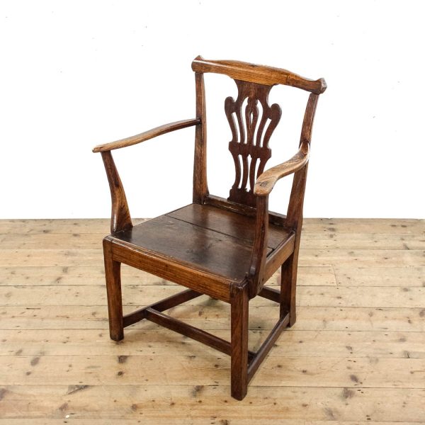 M-6327 Antique Georgian Elm Elbow Chair pedneryn antiques (10)
