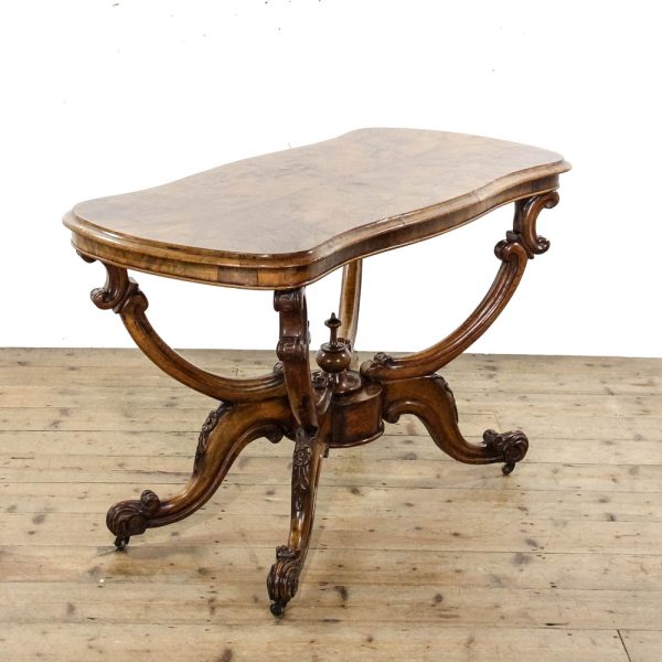 M-6334 Antique Victorian Walnut Serpentine Centre Table penderyn antiques (1)