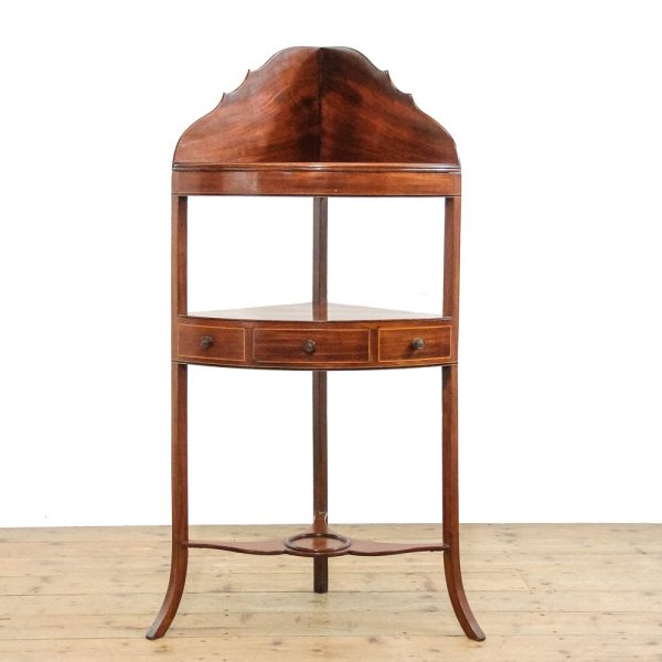 M-6365A Antique Edwardian Mahogany Corner Washstand penderyn antiques (1)
