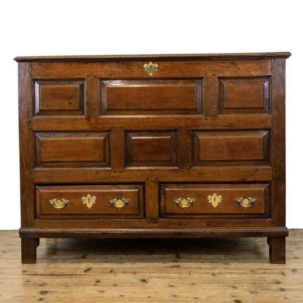 M-4120 18th Century Antique Joined Oak Mule Chest (1)