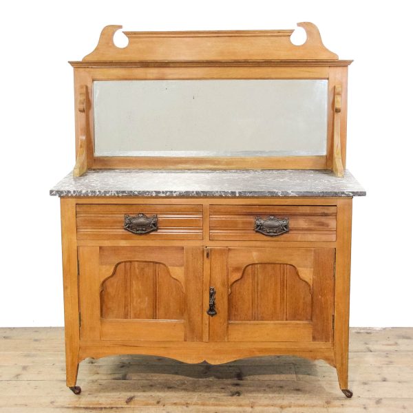 M-6395 Antique Edwardian Walnut Marble Top Washstand penderyn antiques (1)
