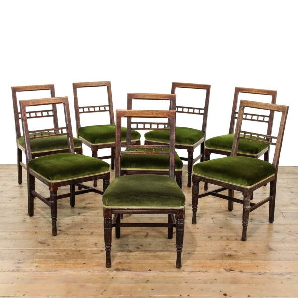 M-6424 Set Of Eight Antique Victorian Oak Dining Chairs penderyn antiques (1)
