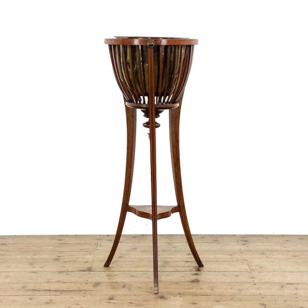 M-6440A Antique Edwardian Mahogany Inlaid Jardinière Stand penderyn antiques (1)