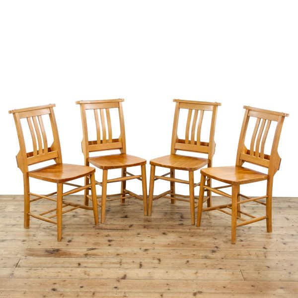 M-6451 Set of Four Beech Chapel Chairs penderyn antiques (1)