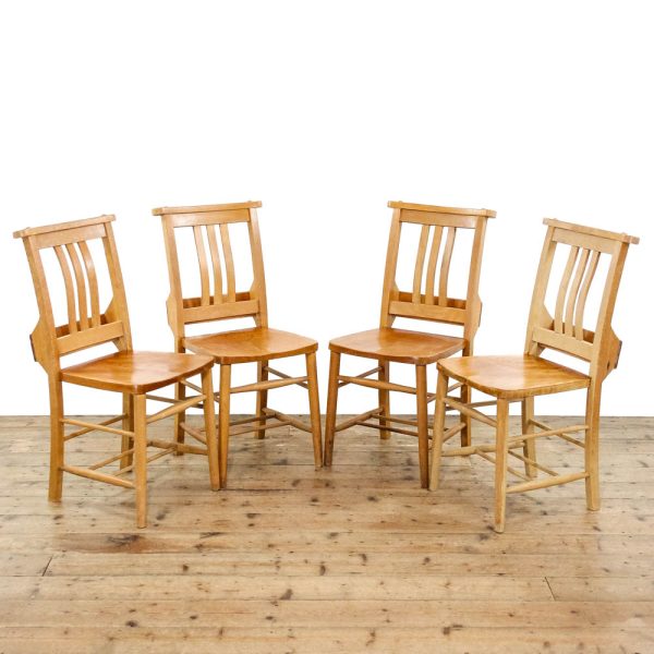 M-6451A Set of Four Antique Beech Chapel Chairs penderyn antiques (1)