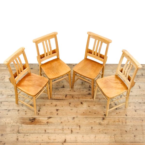 M-6451A Set of Four Antique Beech Chapel Chairs penderyn antiques (2)