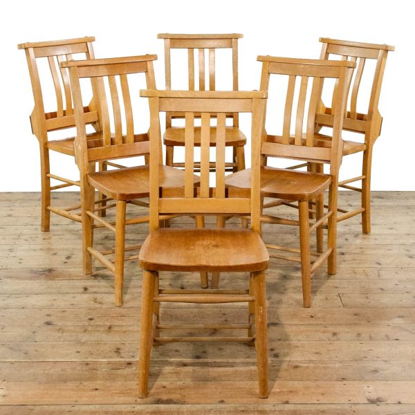 M-6451B Set of Six Antique Beech Chapel Chairs penderyn antiques (1)