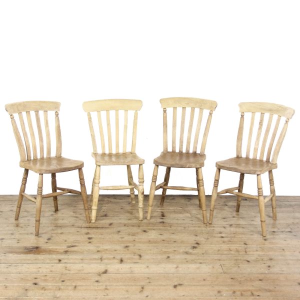 M-6316 Antique Set of Four Pine Kitchen Chairs (1)
