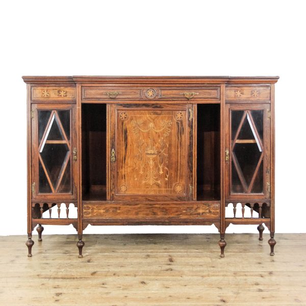M-6477 Edwardian Rosewood Inlaid Side Cabinet (1)