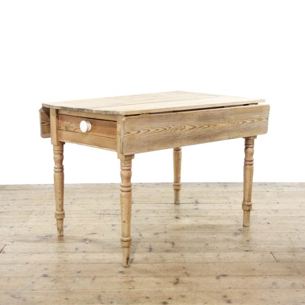M-6398 Antique Victorian Striped Pine Drop Leaf Kitchen Table (1)