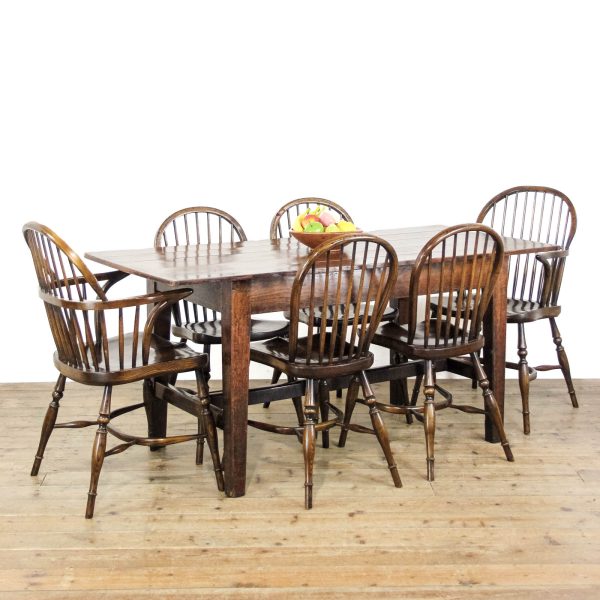 M-6459 Antique Georgian Oak Farmhouse Kitchen Table (3)