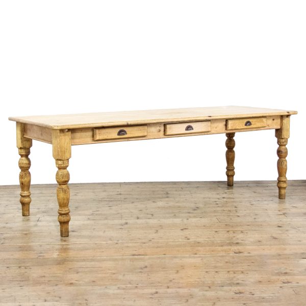 M-6473 Large Rustic Pine Farmhouse Kitchen Table (1)