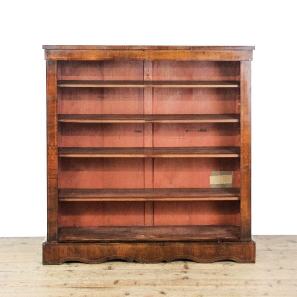 M-6481 Antique Victorian Inlaid Walnut Bookcase (1)
