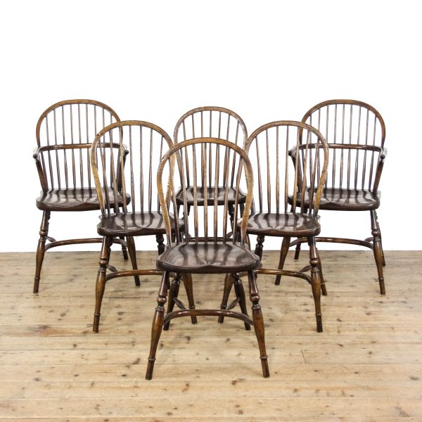 M-6487 Set of Six Antique Windsor Stick Back Chairs (1)
