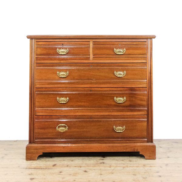 M-6488 Antique Edwardian Satin Walnut Chest of Drawers (1)
