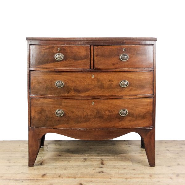 M-6494 Antique Georgian Mahogany Bow Front Chest of Drawers (1)