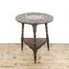 M-6498 Antique Early 20th Century Carved Oak Cricket Table (1)