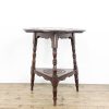 M-6498 Antique Early 20th Century Carved Oak Cricket Table (2)