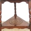 M-6498 Antique Early 20th Century Carved Oak Cricket Table (5)