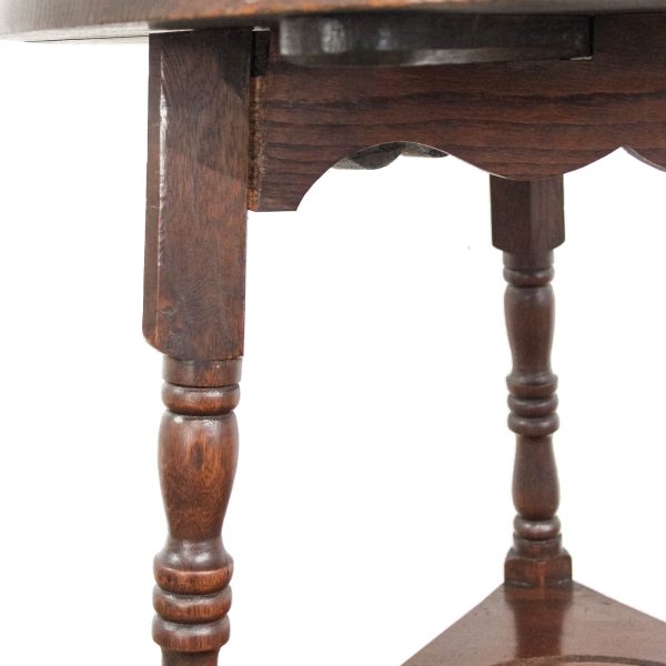 M-6498 Antique Early 20th Century Carved Oak Cricket Table (6)