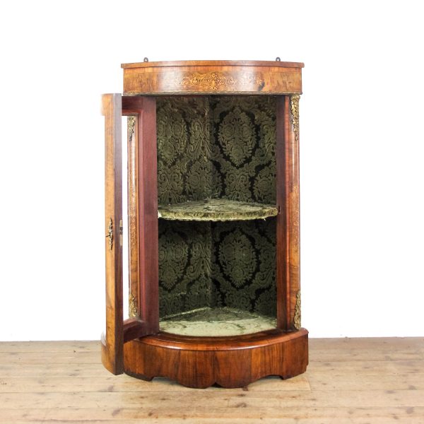 M-6474 Antique Victorian Inlaid Bow Front Corner Cupboard (3)